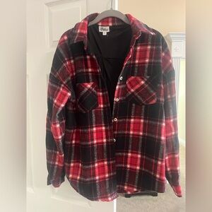 Pulse Red and Black Plaid Shacket Jacket